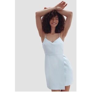 FRENCH CONNECTION Light Blue Spaghetti Strap Wrap Sheath Dress Size 12